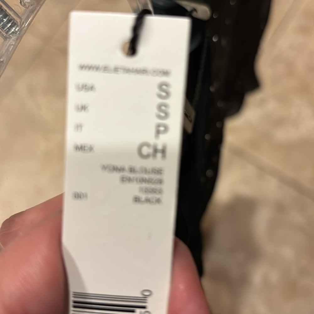 Ellie Tahiti black sheer 3/4 sleeve blouse with sequins small - Picture 6 of 7